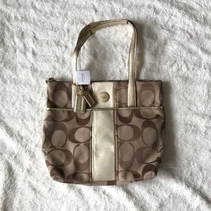 Coach Signature Stripe Gold Purse